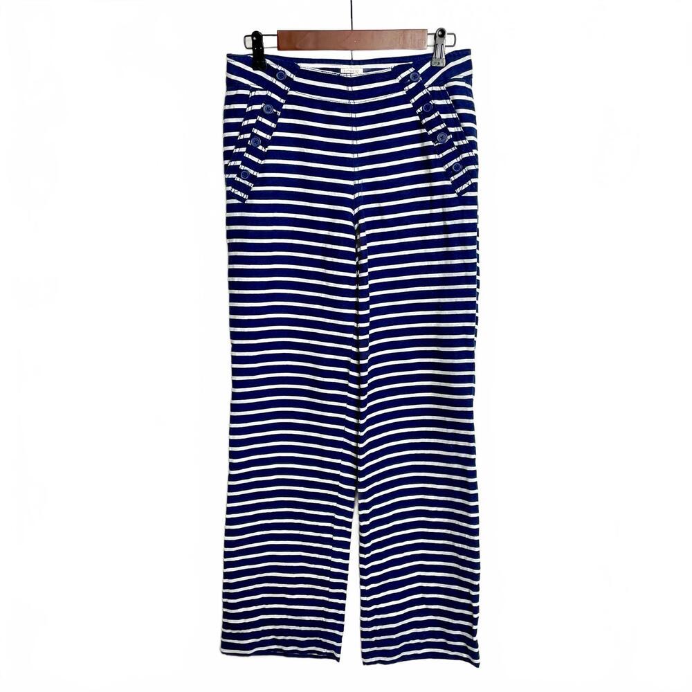 J. Crew Cotton Linen Sailor Pants Size 2 Navy Stripes Nautical Look
